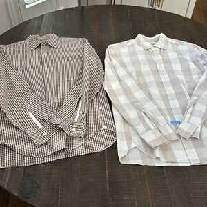 J.Crew small brown and white mens button down bundle of two shirts